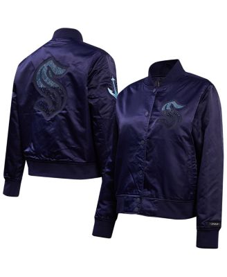 Pro Standard - Women's  Navy Seattle Kraken Rhinestone Jewels Satin Full-Snap Jacket
