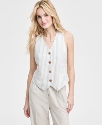 Jones New York - Women's Striped Button-Front Vest