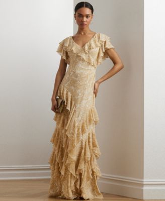 Lauren Ralph Lauren - Women's Floral Ruffle-Trim Georgette Gown