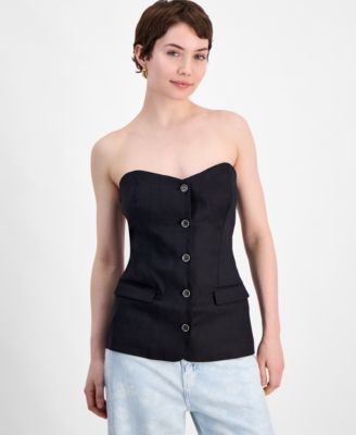 GUESS - Women's Isabeau Sleeveless Corset Button-Front Top