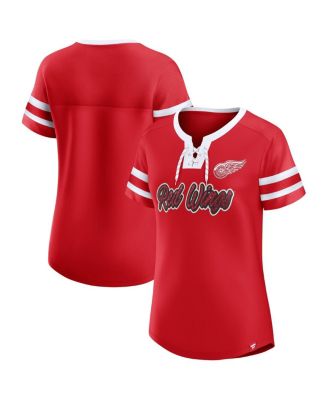 Fanatics - Women's Red Detroit Red Wings Iconic Athena Lace-Up T-Shirt