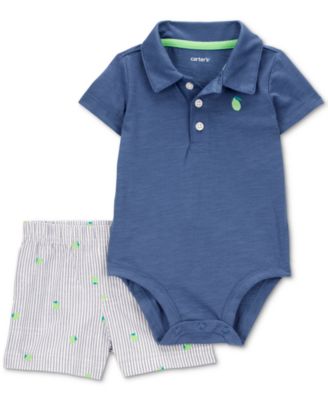 Carter's - Baby Boys Cotton Polo Bodysuit & Striped Shorts, 2 Piece Set