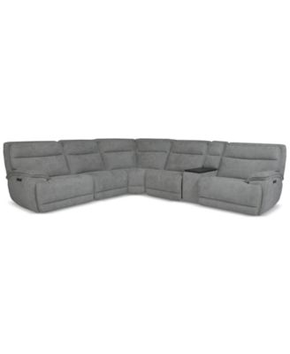 Furniture - Ozryn 6-Pc. Fabric Sectional with Console and 2 Power Motion Chairs