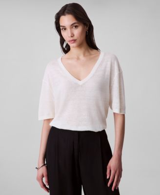 Calvin Klein - Women's Short Sleeve Linen Blend Top