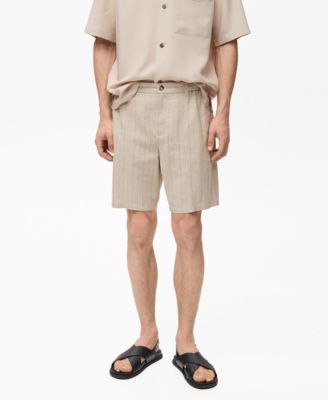 MANGO - Men's Striped Linen-Blend 8.46" Bermuda Shorts