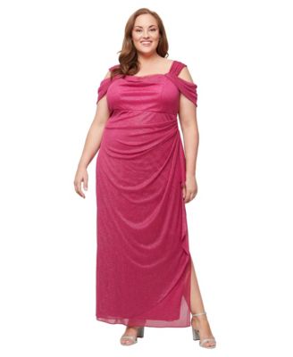 Alex Evenings - Plus Size Draped Cold-Shoulder Dress