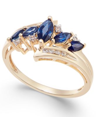 Macy's - Sapphire (3/4 ct. t.w.) & Diamond (1/10 ct. t.w.) in 14k Gold (Also in Certified Ruby, Tanzanite and Emerald)