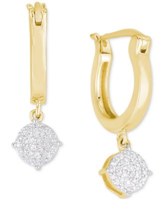 Macy's - Diamond Cluster Dangle Hoop Earrings (1/5 ct. tw.) in Sterling Silver & 14k Gold-Plate