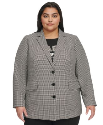 KARL LAGERFELD PARIS - Trendy Plus Size Three-Button Houndstooth Blazer