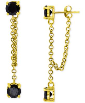 Giani Bernini - Black Cubic Zirconia Chain Front & Back Drop Earrings in 18k Gold-Plated Sterling Silver