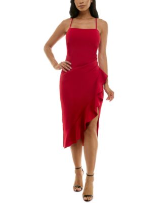 Emerald Sundae - Juniors' Ruffled Side-Slit Midi Dress