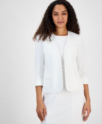 Kasper - Women's Collarless Open-Front Cuffed Jacket