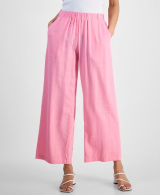 JM Collection - Petite Textured Wide-Leg Pull-On Pants
