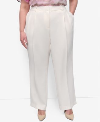 DKNY - Plus Size Aero Crepe High Rise Wide Leg Pants