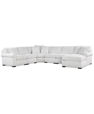 Furniture - Radley Roll Arm 146" 6-Pc. Fabric Chaise Sectional with Wedge