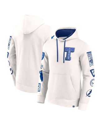 Fanatics - Men's White Tampa Bay Lightning Letterman Fleece Pullover Hoodie
