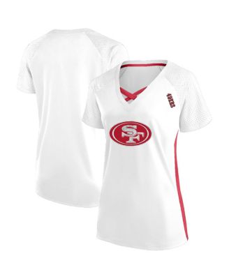 Fanatics - Women's White San Francisco 49ers Plus Size Glitter Lace-Up V- Neck T-Shirt